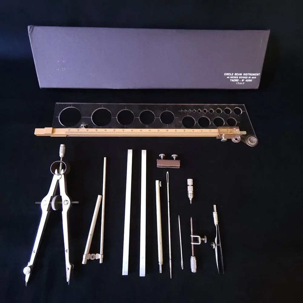 Vintage Tacro Circle Drafting Beam Instrument Tool Set 40